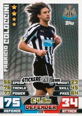 Sticker Fabricio Coloccini - English Premier League 2014-2015. Match Attax n. 202 - Topps