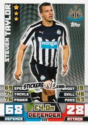 Sticker Steven Taylor - English Premier League 2014-2015. Match Attax n. 205 - Topps
