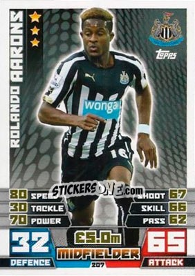 Sticker Rolando Aarons - English Premier League 2014-2015. Match Attax n. 207 - Topps