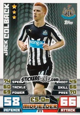 Sticker Jack Colback - English Premier League 2014-2015. Match Attax n. 213 - Topps