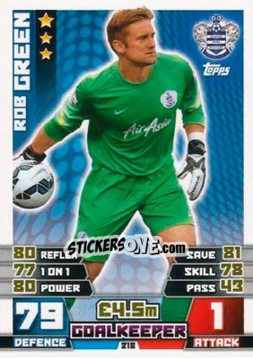 Cromo Rob Green - English Premier League 2014-2015. Match Attax n. 218 - Topps