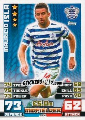 Sticker Mauricio Isla - English Premier League 2014-2015. Match Attax n. 224 - Topps