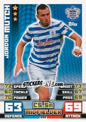Sticker Jordon Mutch - English Premier League 2014-2015. Match Attax n. 229 - Topps