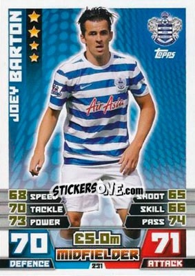 Sticker Joey Barton - English Premier League 2014-2015. Match Attax n. 231 - Topps