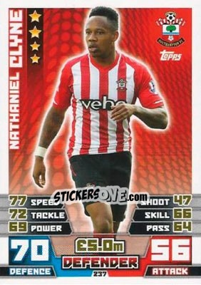 Sticker Nathaniel Clyne - English Premier League 2014-2015. Match Attax n. 237 - Topps