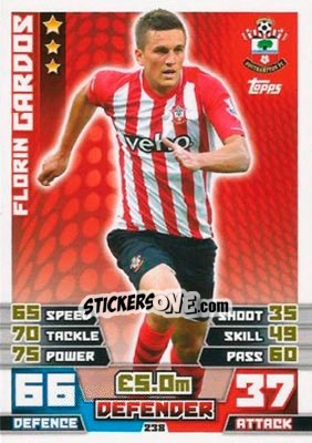 Sticker Florin Gardoș - English Premier League 2014-2015. Match Attax n. 238 - Topps