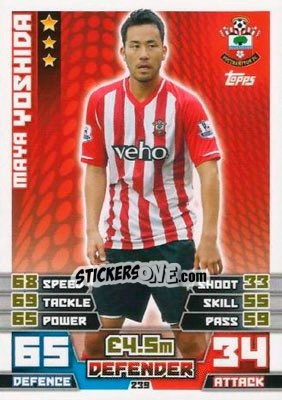 Sticker Maya Yoshida - English Premier League 2014-2015. Match Attax n. 239 - Topps