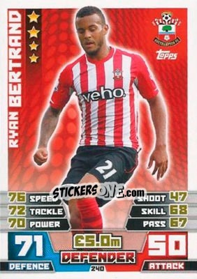 Sticker Ryan Bertrand - English Premier League 2014-2015. Match Attax n. 240 - Topps
