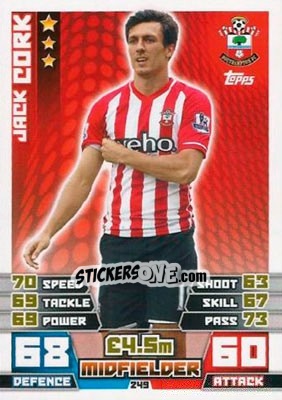 Figurina Jack Cork - English Premier League 2014-2015. Match Attax n. 249 - Topps