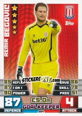 Sticker Asmir Begovic - English Premier League 2014-2015. Match Attax n. 254 - Topps