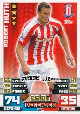 Sticker Robert Huth - English Premier League 2014-2015. Match Attax n. 257 - Topps