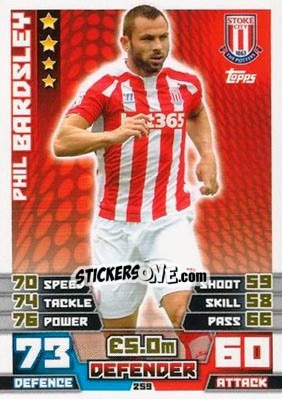 Sticker Phil Bardsley - English Premier League 2014-2015. Match Attax n. 259 - Topps