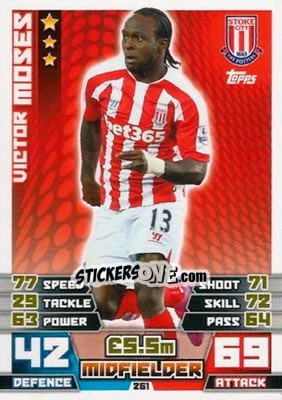 Sticker Victor Moses - English Premier League 2014-2015. Match Attax n. 261 - Topps