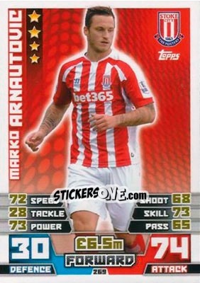 Sticker Marko Arnautovic - English Premier League 2014-2015. Match Attax n. 269 - Topps