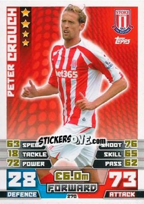 Sticker Peter Crouch - English Premier League 2014-2015. Match Attax n. 270 - Topps