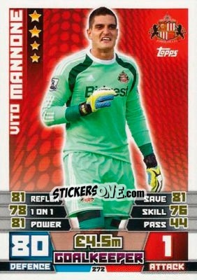 Cromo Vito Mannone - English Premier League 2014-2015. Match Attax n. 272 - Topps