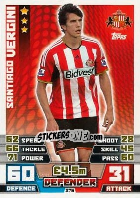 Sticker Santiago Vergini - English Premier League 2014-2015. Match Attax n. 275 - Topps