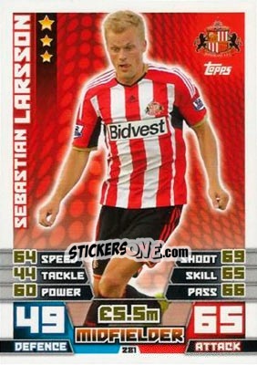 Sticker Sebastian Larsson - English Premier League 2014-2015. Match Attax n. 281 - Topps