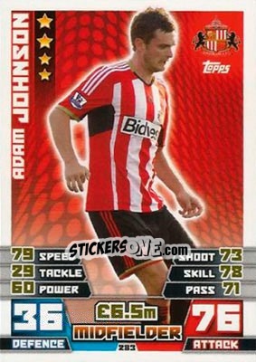 Sticker Adam Johnson - English Premier League 2014-2015. Match Attax n. 283 - Topps