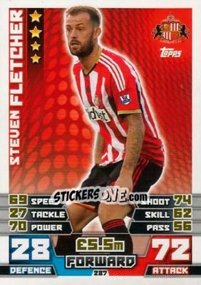 Sticker Steven Fletcher - English Premier League 2014-2015. Match Attax n. 287 - Topps