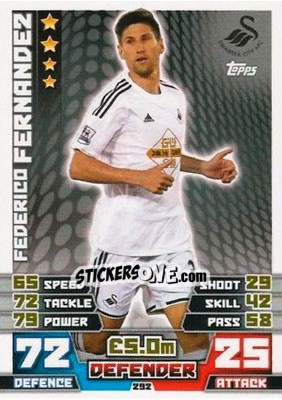 Sticker Federico Fernandez - English Premier League 2014-2015. Match Attax n. 292 - Topps