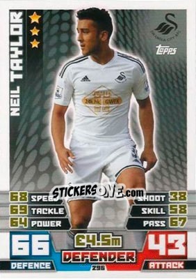 Sticker Neil Taylor - English Premier League 2014-2015. Match Attax n. 296 - Topps
