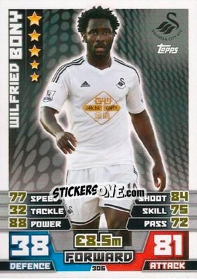Sticker Wilfried Bony - English Premier League 2014-2015. Match Attax n. 306 - Topps