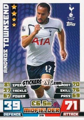 Cromo Andros Townsend - English Premier League 2014-2015. Match Attax - Topps