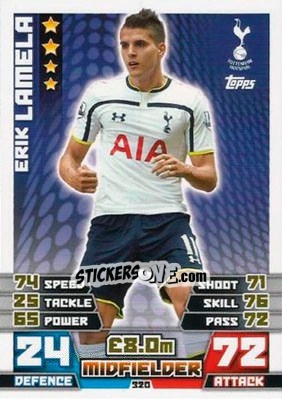 Sticker Erik Lamela - English Premier League 2014-2015. Match Attax n. 320 - Topps