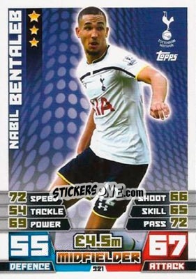 Sticker Nabil Bentaleb - English Premier League 2014-2015. Match Attax n. 321 - Topps