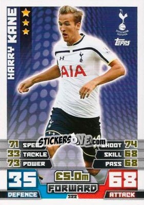 Sticker Harry Kane - English Premier League 2014-2015. Match Attax n. 322 - Topps