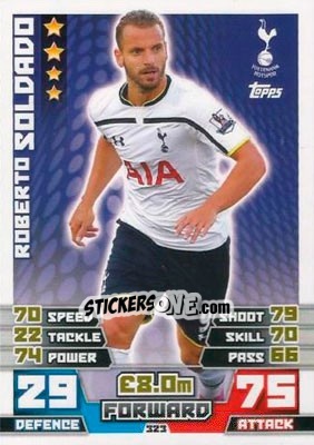 Figurina Roberto Soldado - English Premier League 2014-2015. Match Attax n. 323 - Topps