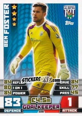 Sticker Ben Foster - English Premier League 2014-2015. Match Attax n. 326 - Topps