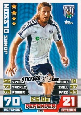 Cromo Jonas Olsson - English Premier League 2014-2015. Match Attax - Topps