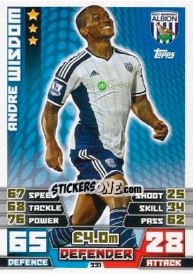 Sticker Andre Wisdom - English Premier League 2014-2015. Match Attax n. 331 - Topps