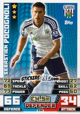 Sticker Sebastien Pocognoli - English Premier League 2014-2015. Match Attax n. 332 - Topps