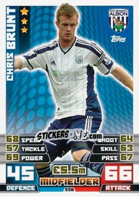 Sticker Chris Brunt - English Premier League 2014-2015. Match Attax n. 336 - Topps
