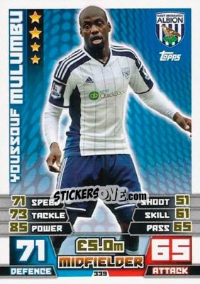 Figurina Youssouf Mulumbu - English Premier League 2014-2015. Match Attax n. 339 - Topps