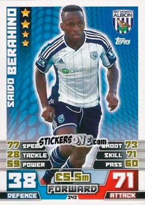 Cromo Saido Berahino - English Premier League 2014-2015. Match Attax n. 342 - Topps