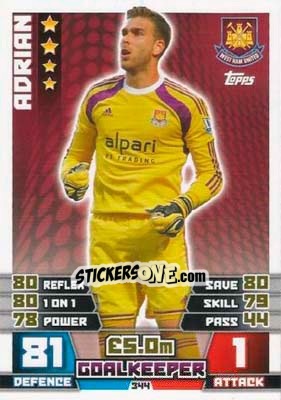 Sticker Adrián - English Premier League 2014-2015. Match Attax n. 344 - Topps