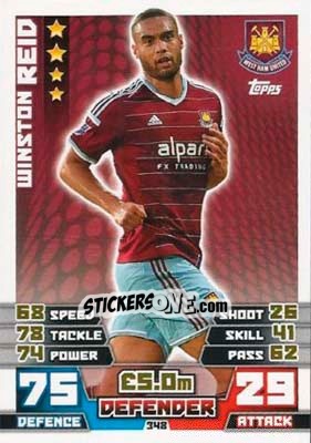 Sticker Winston Reid - English Premier League 2014-2015. Match Attax n. 348 - Topps