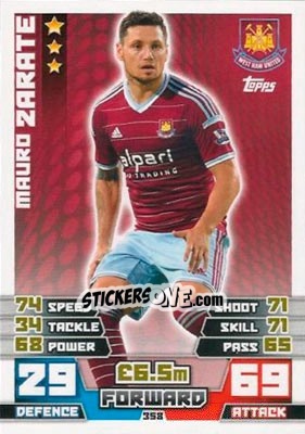 Cromo Mauro Zárate - English Premier League 2014-2015. Match Attax - Topps