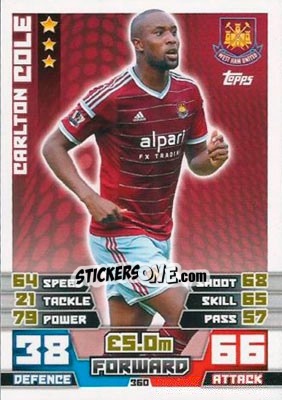 Sticker Carlton Cole - English Premier League 2014-2015. Match Attax n. 360 - Topps