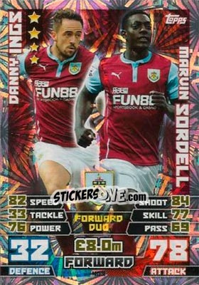 Figurina Danny Ings / Marvin Sordell - English Premier League 2014-2015. Match Attax - Topps