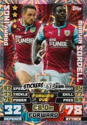 Sticker Danny Ings / Marvin Sordell - English Premier League 2014-2015. Match Attax n. 403 - Topps