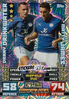 Cromo Danny Drinkwater / Matty James - English Premier League 2014-2015. Match Attax - Topps