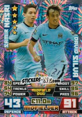 Sticker Samir Nasri / David Silva - English Premier League 2014-2015. Match Attax n. 410 - Topps
