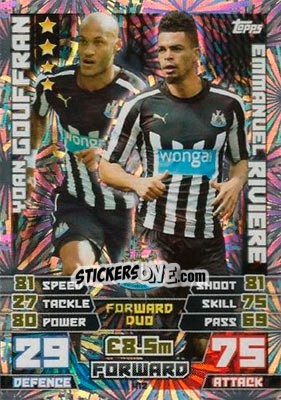 Sticker Yoan Gouffran / Emmanuel Riviere - English Premier League 2014-2015. Match Attax n. 412 - Topps