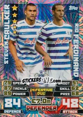 Sticker Steven Caulker / Rio Ferdinand - English Premier League 2014-2015. Match Attax n. 413 - Topps