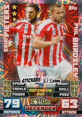 Sticker Erik Pieters / Phil Bardsley - English Premier League 2014-2015. Match Attax n. 415 - Topps